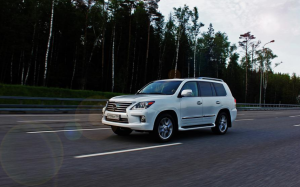 Lexus LX driving on road in Greenwich, CT