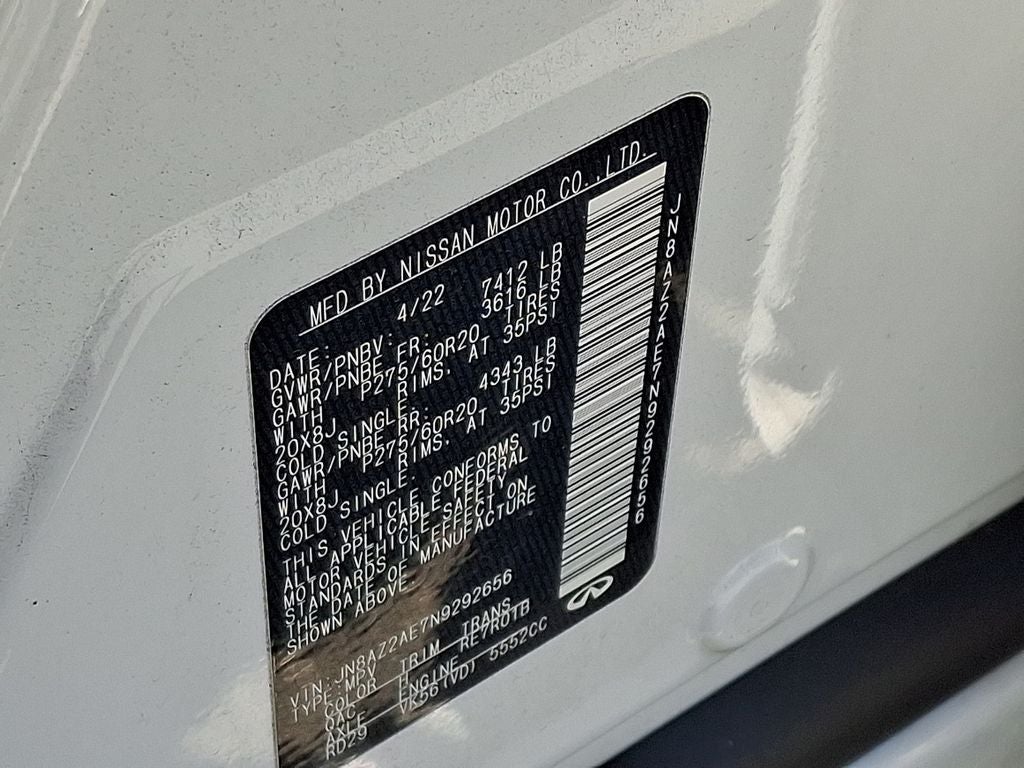 2022 INFINITI QX80 LUXE CARGO PKG