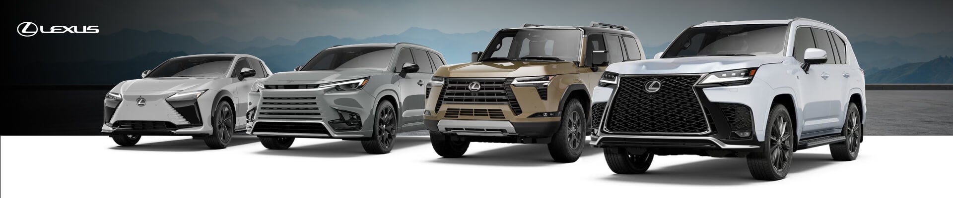 2026 Lexus SUV Lineup with a mountain backdrop